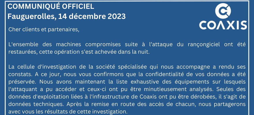 Cyber attaque COAXIS