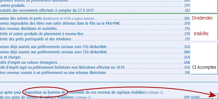 Déclaration d'impôt sur le revenu et revenus de capitaux mobiliers